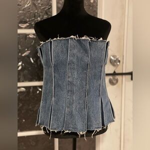 Levi's Deep Blue sleeveless pleated denim top